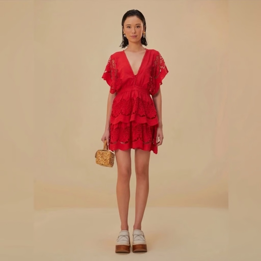 Farm Rio Red Richelieu Mini Dress XS